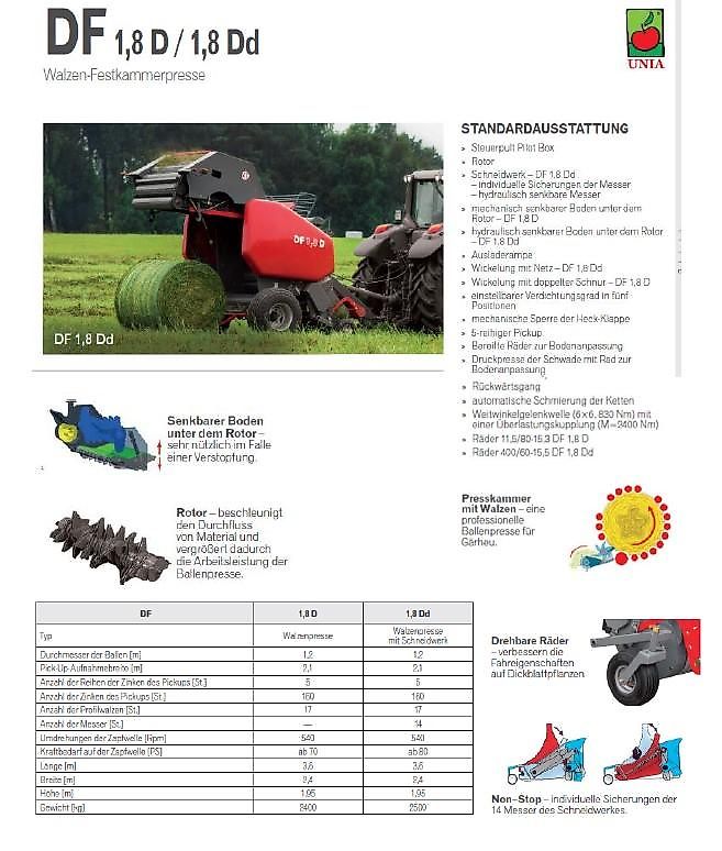 Unia DF 1,8 Dd Festkammerpresse