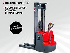 SCHORR Hochhubwagen Elektro Pro 1500kg Tragkraft 4,5m Hubhöhe Freihub Gabelstapler Elektrostapler Stapler